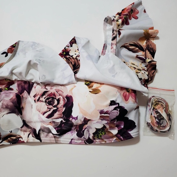 NEW Azura Australia DIVINITY Floral Ruffle Bandeau Bikini Top 10 US/ 14 UK Large - Picture 2 of 6